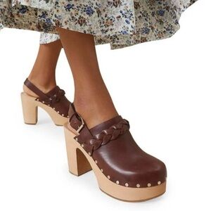 Loeffler Randall Chocolate Brown Leather Clogs